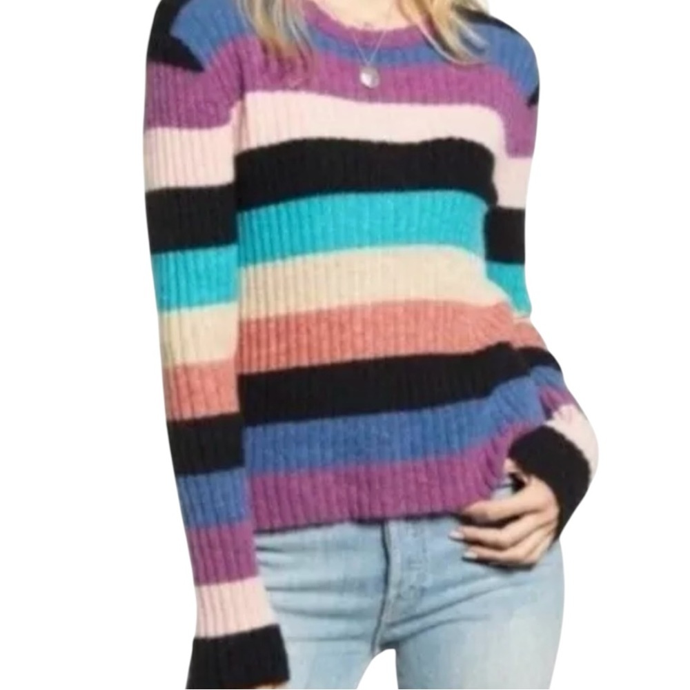 Rails Kylie Black Rainbow Alpaca Wool Blend Sweater Size L